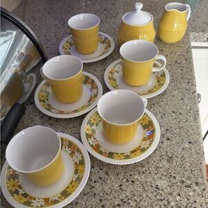 Vintage Mikasa Yellow Floral Tea Set